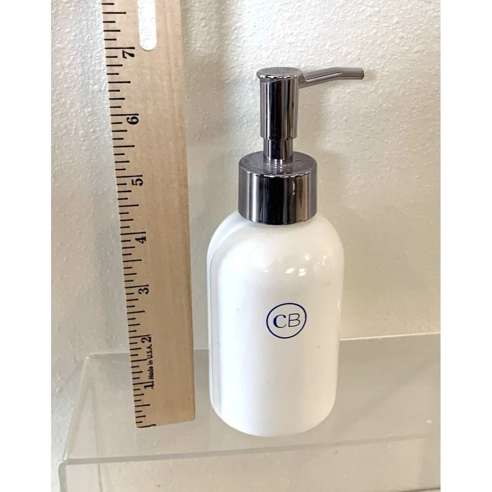 Reusable Liquid Dispenser Ceramic Jar w/Stainless Steel Pump Lotion Oils 6 Fl Oz